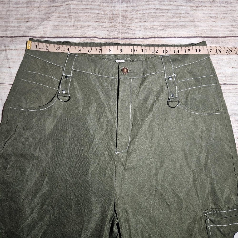 Romwe Fairycore Skull Print Green Wide Leg Cargo Pants - Picture 6 of 10